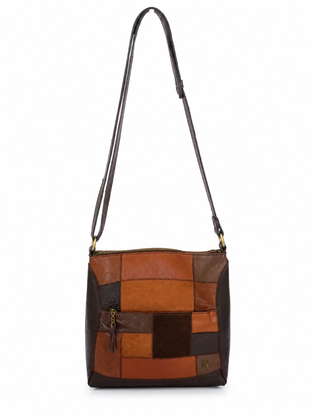 The Sak Vintage Patchwork 100% Genuine Leather Crossbody Bag Adjustable Strap
